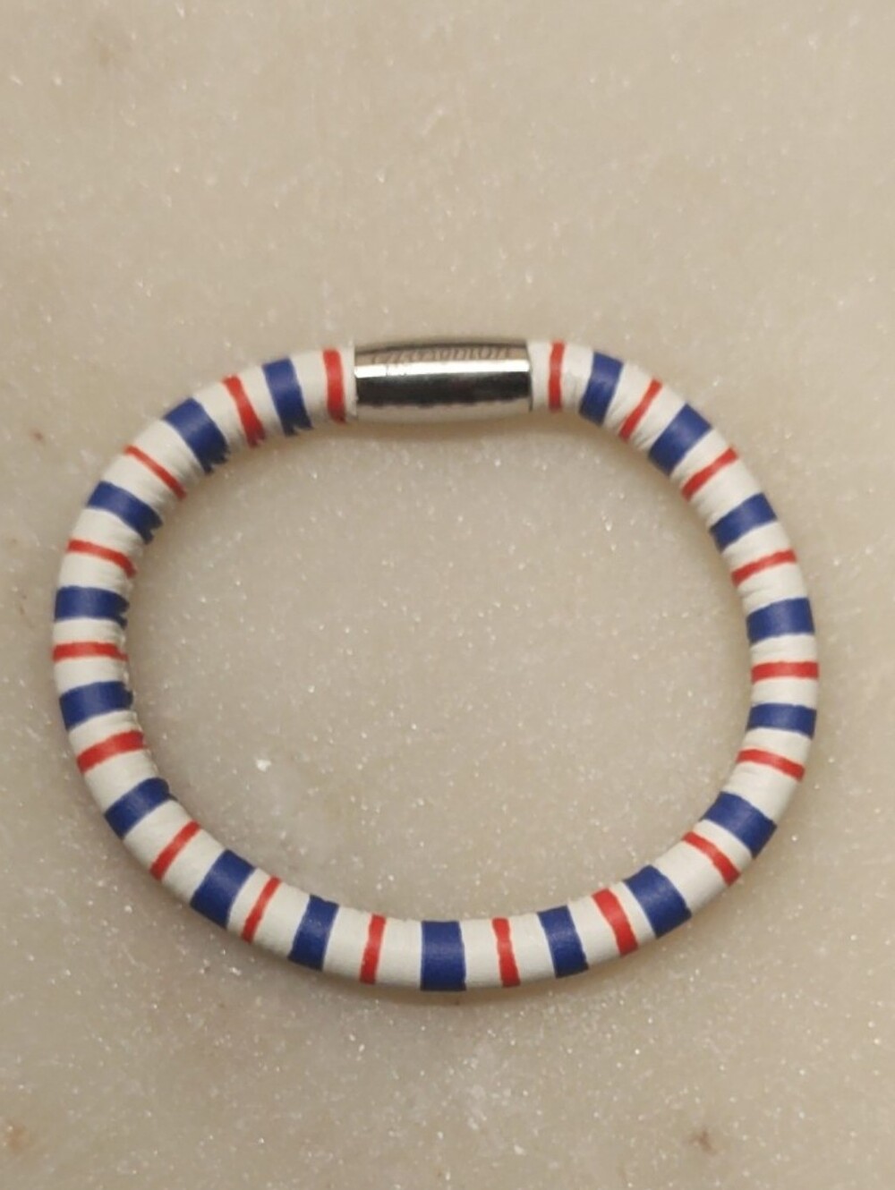 Brighton Woodstock Charm Bracelet White/Blue/Red Stripes Genuine Leather - Picture 7 of 7